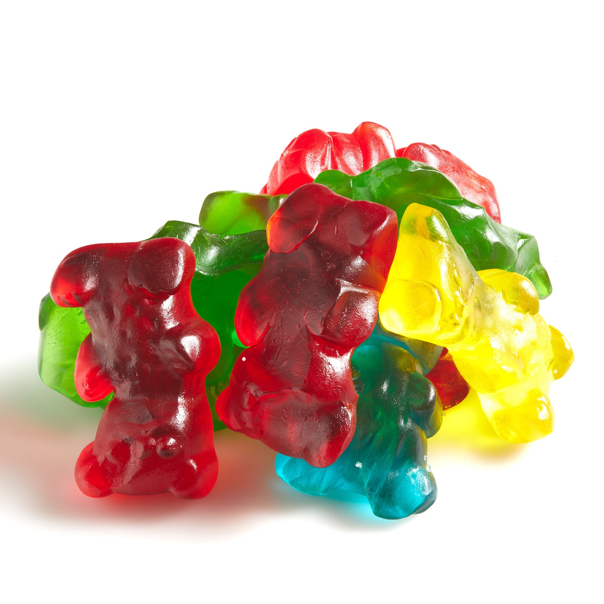 Kosher & Vegan Red Pink Blue Yellow Gummy Bears by the Pound – Nut & Candy